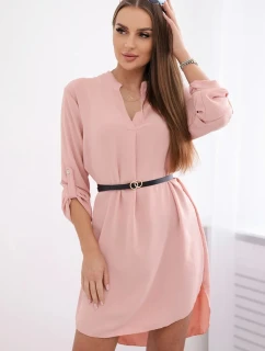 Šaty s dlhším chrbtom a pásom púdrovo ružové