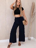 Nohavice so širokým pásom námornícka modrá