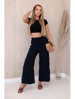 Nohavice so širokým pásom námornícka modrá