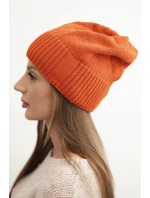 Dámská zimní čepice z vlny s  vzorem oranžová model 21783009 - K-Fashion