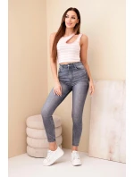 Dámsky prúžkovaný top bez rukávov s výstrihom Powder Pink