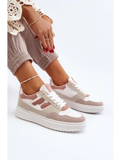 Damskie Niskie Sneakersy Beżowe Regines