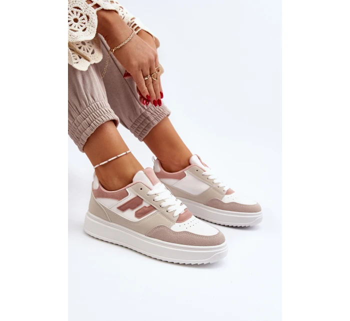 Damskie Niskie Sneakersy Beżowe Regines