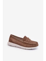 Sametové mokasíny na platformě hnědé model 21655649 - SERGIO LEONE