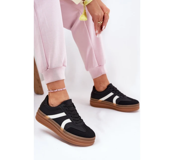 Sneakersy Damskie Na Platformie Czarne Tolianna