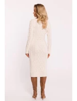M824 Svetrové šaty s výstrihom do V - slonovinová kosť