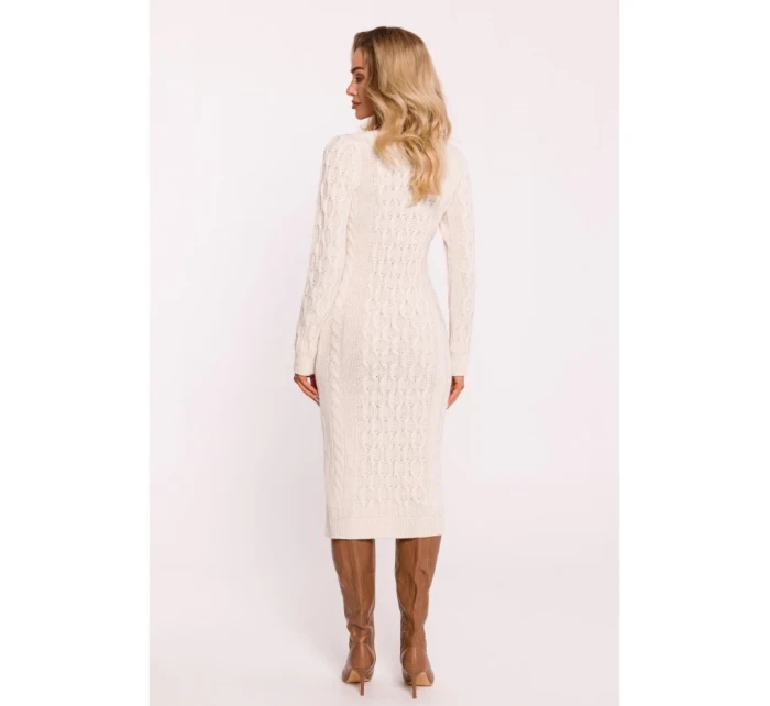 M824 Svetrové šaty s výstrihom do V - slonovinová kosť