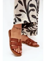 Dámske papuče na nízkom podpätku - ťava Mirona