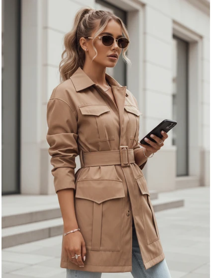 dámský kabát s vázáním velbloudí barvy Dstreet model 21968609 - FashionStreet