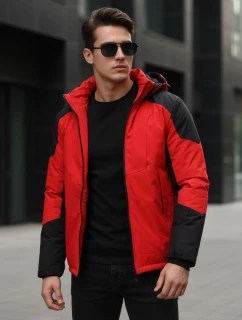 Pánská zimní bunda s kapucí červená Dstreet model 21995639 - FashionStreet