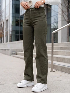 Dámske džínsy s pravidelným strihom a vysokým pásom, zelené, FashionStreet UY3093