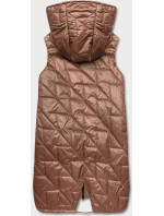 Prešívaná dámska vesta v karamelovej farbe (B8127-14)