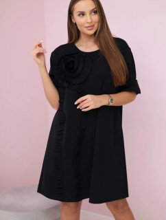 Šaty s ozdobným kvetom čierne