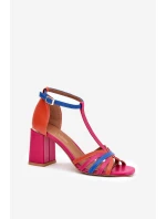 Skórzane Sandały Na Słupku Laura Messi 2879 Multikolor