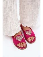Dámské sandály s ozdobným srdcem model 21691525 Fuchsie - S.Barski Dámské sandály s ozdobným srdcem model 21691525 Fuchsie - S.Barski