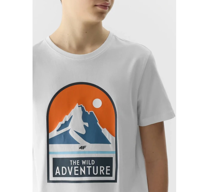 Chlapčenské tričko z organickej bavlny 4F - biele Chlapčenské tričko z organickej bavlny 4F - biele