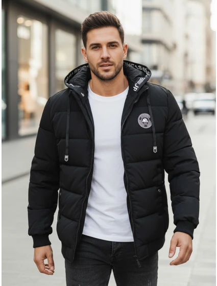 Pánská prošívaná zimní bunda s kapucí černá Dstreet model 21991528 - FashionStreet Pánská prošívaná zimní bunda s kapucí černá Dstreet model 21991528 - FashionStreet