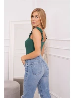 Halenka bez ramínek s volánky zelená Halenka bez ramínek s volánky zelená