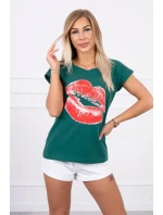 Blúzka s potlačou pier zelená