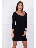 Šaty s knoflíkovým výstřihem černé Šaty s knoflíkovým výstřihem černé