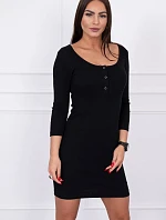 Šaty s gombíkovým výstrihom čiernej