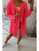 Voľná bunda s kapucňou ružová neónová Voľná bunda s kapucňou ružová neónová