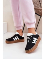 Sneakersy Damskie Na Platformie Czarne Syliyana