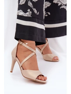 Modne Sandały Na Szpilce Złote Loressa