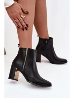 Dámské kotníkové boty na podpatku z eko kůže černé model 21747901 - Boto