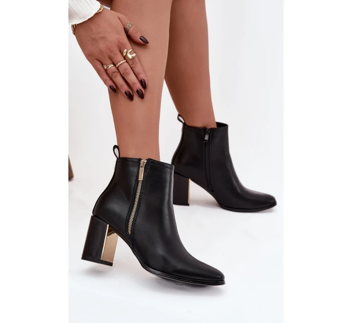 Dámské kotníkové boty na podpatku z eko kůže černé model 21747901 - Boto