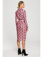 M706 Šaty s rukávmi, golierom a potlačou - model 2 M706 Šaty s rukávmi, golierom a potlačou - model 2