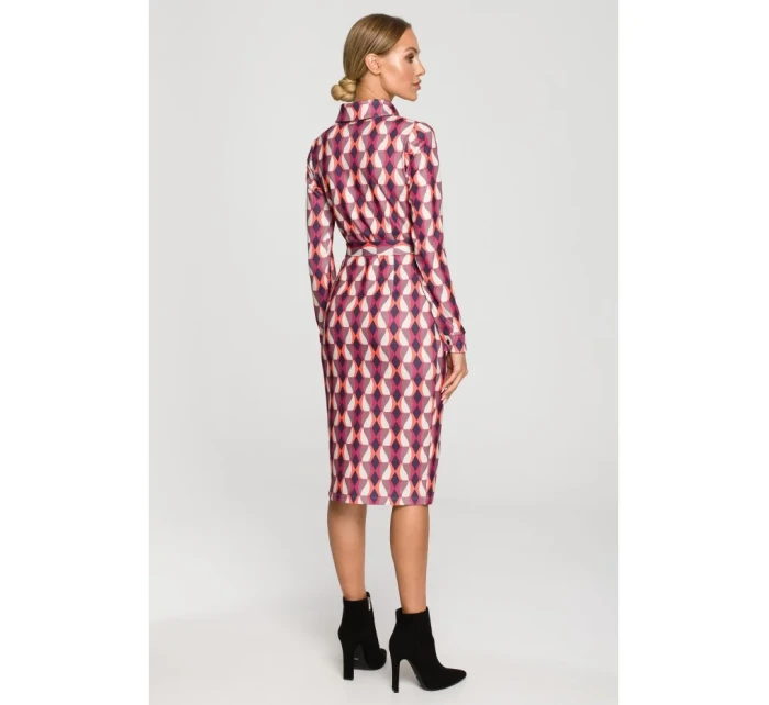 M706 Šaty s rukávmi, golierom a potlačou - model 2 M706 Šaty s rukávmi, golierom a potlačou - model 2