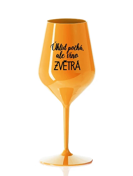 ČISTENIE POČKÁ, ALE VÍNO VYHRAJE - oranžový nerozbitný pohár na víno 470 ml