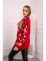 Dámsky vianočný sveter s medvedíkom červený - Gemini
