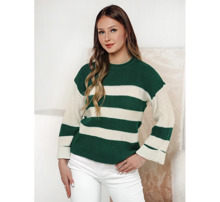 Dámsky zeleno-biely sveter LINEZZA FashionStreet MY2389