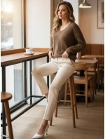 Dámsky sveter LACEONIA beige FashionStreet MY2404