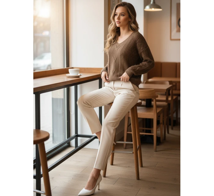 Dámsky sveter LACEONIA beige FashionStreet MY2404