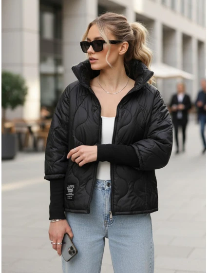 Dámska prešívaná prechodná bunda čierna FashionStreet TY5542 Dámska prešívaná prechodná bunda čierna FashionStreet TY5542