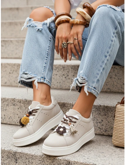 Dámske tenisky na platforme light beige FashionStreet ZY1420