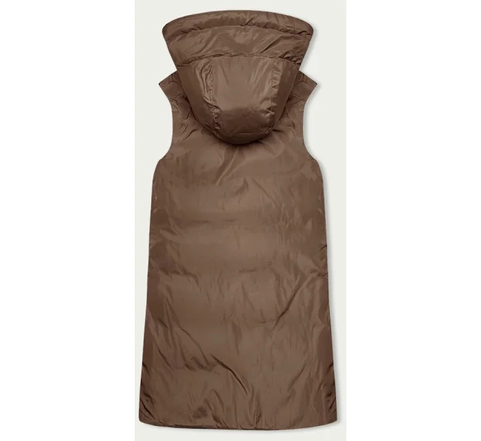 Béžová dámska dlhá obojstranná vesta (B8159-11)