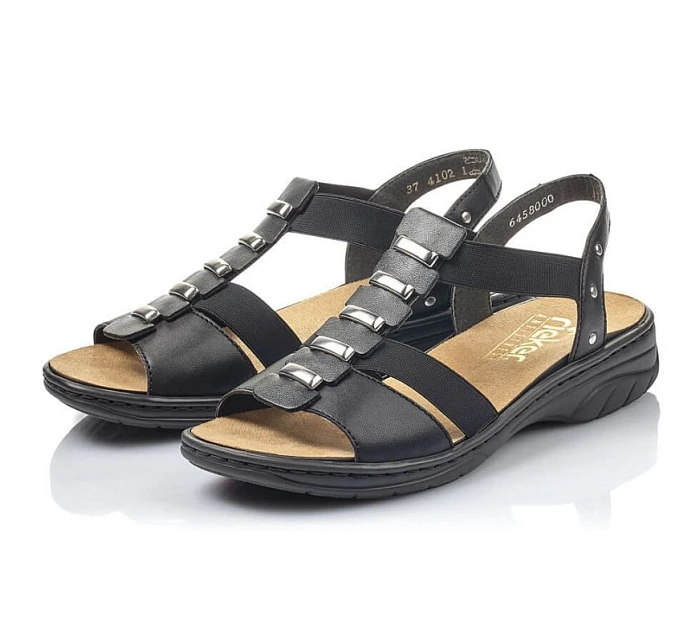 Čierne kožené sandále Rieker W 64580 dámske