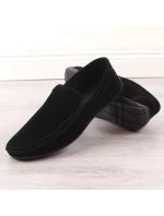 Pánské semišové prolamované mokasíny černé model 21904542