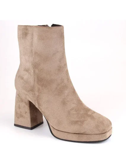 W model 18913182 béžové semišové boty na jehlovém podpatku - JEZZI W model 18913182 béžové semišové boty na jehlovém podpatku - JEZZI