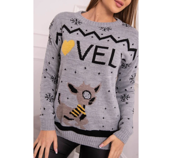 Vánoční svetr s šedým nápisem