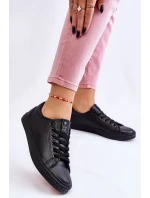 Damskie Skórzane Wiązane Klasyczne Trampki Czarne Misima Damskie Skórzane Wiązane Klasyczne Trampki Czarne Misima