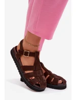 Dámské římské sandály s zlatou sponou na platformě Čokoládová Terelina Dámské římské sandály s zlatou sponou na platformě Čokoládová Terelina