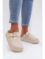 Dámské pěnové pantofle s páskem a sponou béžové model 21997775 - EVENTO