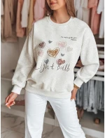 Dámska nadrozmerná mikina so srdiečkami PINKNOTE sivá FashionStreet BY1501