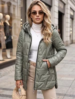 Dámska prešívaná bunda s odnímateľnou kapucňou, zelená, FashionStreet TY5794