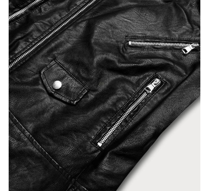 Černá bunda ramoneska s klopami (HM33)